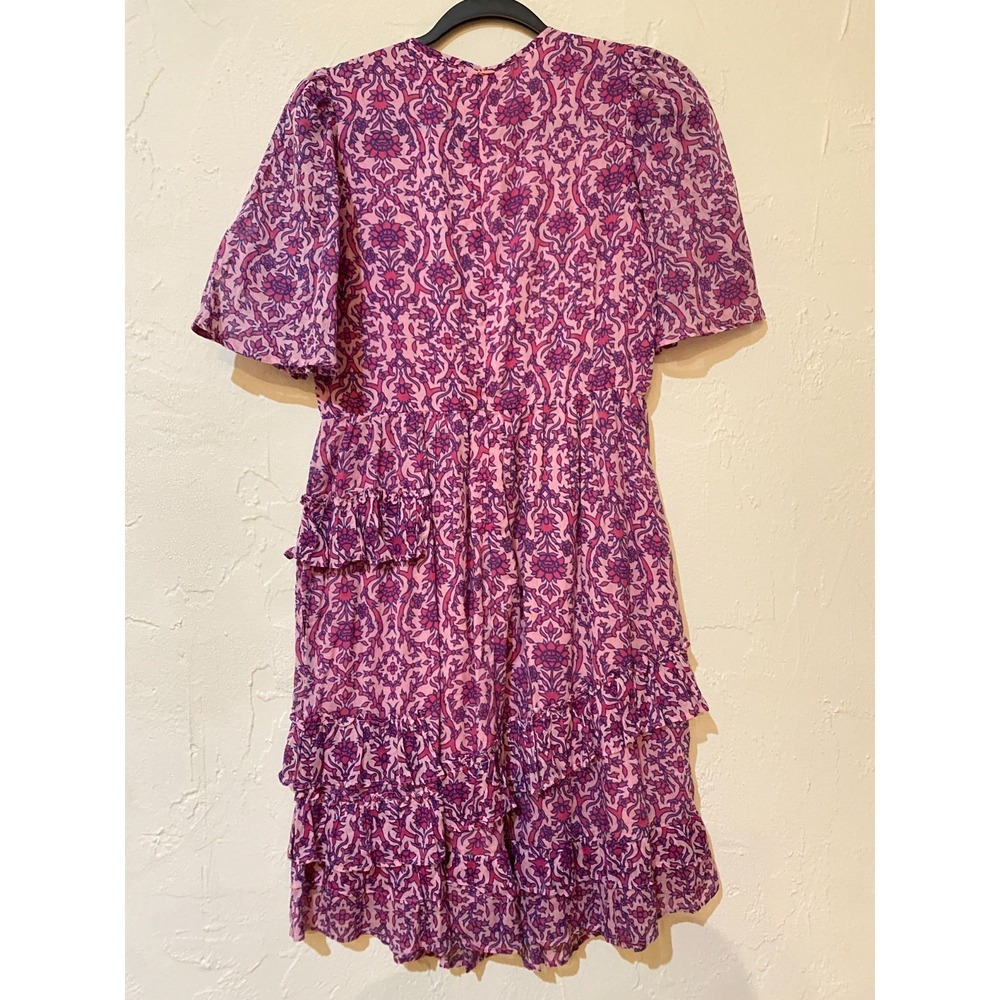 Banjanan Bazaar Dress size XS Pink Purple Ruffle Tiered Midi Summer Boho NWT - Picture 2 of 12